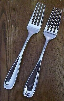 2 Salad Fork Oneida Stainless Voss Glossy Wide Tip Concave 1