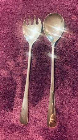 2PCS Stainless Steel Salad Fork and Spoon Serving Set for Pa