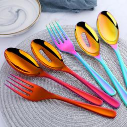 3PCS Big Size Rainbow Cutlery Tableware Serving Spoons & For