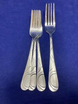 4 Towle Ariana Frost Circles Dinner Salad Fork Stainless Lot