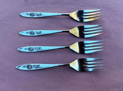 4 Oneida Community MY ROSE Stainless Salad Forks