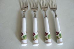4-Noritake Porcelain Handle Berredin Pattern Salad Forks