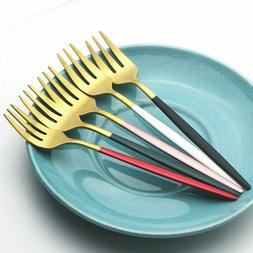 6/12Pcs Matte Cake Fork Set Stainless Steel Tableware For Fr