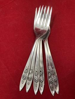 6 Oneida Community My Rose Salad Fork Stainless Lot