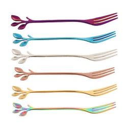 6 Pieces Rainbow Stainless Steel Dessert Fork Salad Fork Por