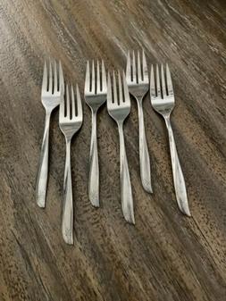 6 Oneida Community TWIN STAR Stainless Salad Forks