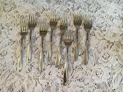 8 IMPERIAL SEASWEPT STAINLESS SALAD FORKS SHINY!
