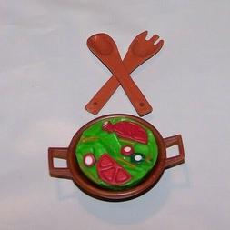 Tyco Kitchen Littles Barbie food SALAD SPOON FORK BOWL Itali