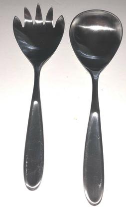 Retroneu Contour Stainless solid 9" serving spoon & fork Sal