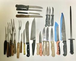 Lot of 25 Vintage Assorted Kitchen Knives Cooking Knife & Gr