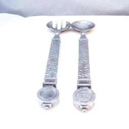 Metal Hammered Salad Serving Set 