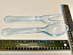 IMPERIAL Moonlight Blue CRYSTAL SALAD SPOON AND FORK Depress