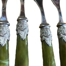 EME NAPOLEON Italy Olive Green Avocado Stainless Satin Flatw