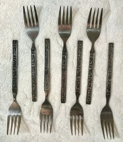 Costellano Rose Floral Stainless Flatware Fork Lot Of 7