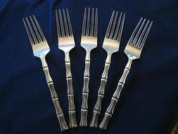 SET 5 SALAD FORKS! Vintage EKCO ETERNA stainless: TEAK ISLE 