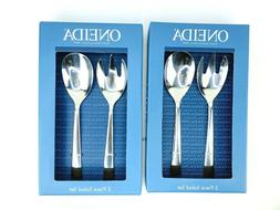 TWO Oneida 2 Piece Salad Sets NOCHA Pattern 18% Chrome Dishw