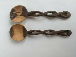 Wooden Salad Serving Utensils Fork And Spoon Set Handmade Ca